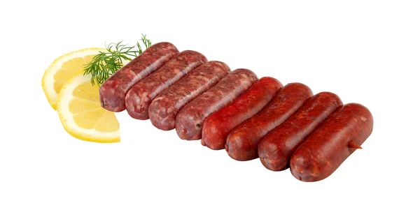 Fresh Raw Sausages Isolated White Background Cut Out Stock Image