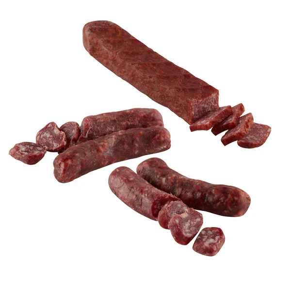 Salami Sausage Cut Out Isolated White Background Clipping Path — Stock Photo, Image