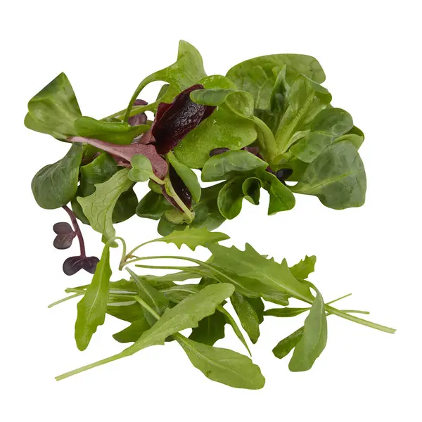 green leafy vegetables, salad cut out isolated white background with clipping path