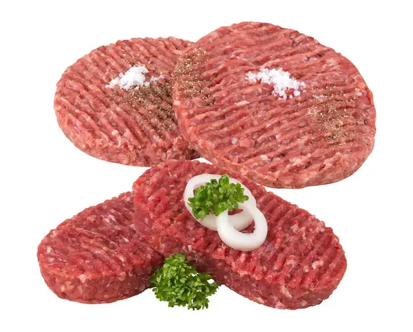 fresh burger meat cut out isolated white background with clipping path