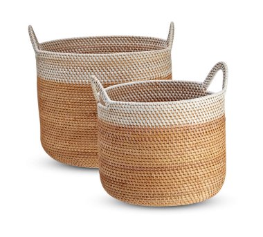 Kumaş sepet kırpma yolu ile izole beyaz arkaplan kesilir