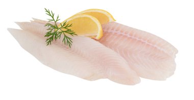 Taze levrek filetosu kırpma yolu ile izole edilmiş beyaz arkaplan