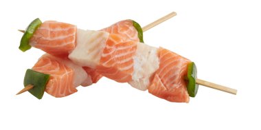 Taze somon kırpma yolu ile izole edilmiş beyaz arkaplanı kes