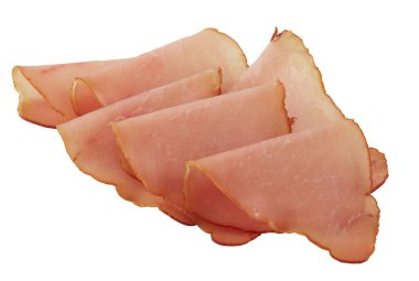 Çıtır Tütsülenmiş Jambon kırpma yolu ile izole edilmiş beyaz arkaplanı keser