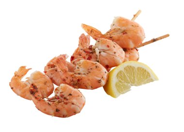 Sarı limonlu ızgara karides.