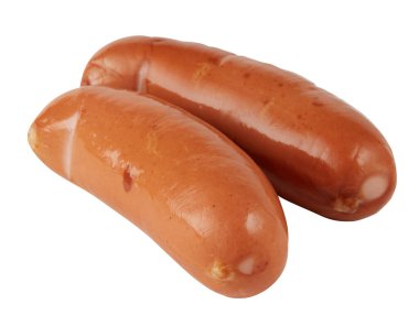 Kırmızı sosis kırpma yolu ile izole edilmiş beyaz arkaplanı kes