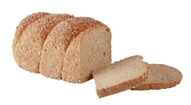 Tam Tahıllı Ceviz Ekmeği kırpma yolu ile izole edilmiş beyaz arkaplan