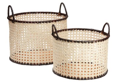 Cesto em Rattan kırpma yolu ile izole edilmiş beyaz arkaplanı kesti