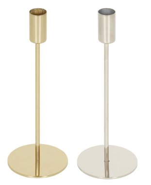 Altın renkli demir şamdan kesme yolu ile izole edilmiş beyaz arkaplan