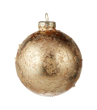 Noel topu altın hamuru deseni kesme yolu ile izole beyaz arkaplan
