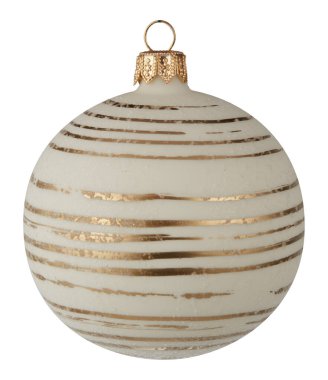 Çizgili Altın Noel Balosu kırpma yolu ile izole edilmiş beyaz arkaplanı kes