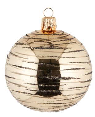 Çizgili Altın Noel Balosu kırpma yolu ile izole edilmiş beyaz arkaplanı kes