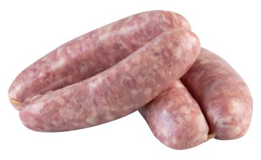Taze domuz sosisi kırpma yolu ile izole edilmiş beyaz arkaplan
