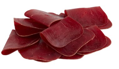 Tütsülenmiş Salam kırpma yolu ile izole edilmiş beyaz arkaplanı kes