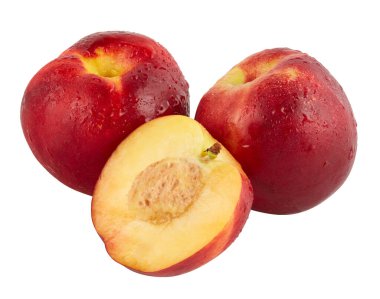 Yapraklı elmalar kırpma yolu ile izole edilmiş beyaz arkaplanı keserler