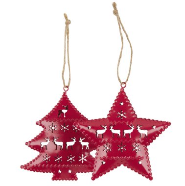  Asılı Kızıl Yıldız kırpma yolu ile izole edilmiş beyaz arkaplanı kes