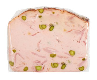 Jambon ve tahıllar karıştırılmış izole edilmiş beyaz arkaplan kırpma yolu ile