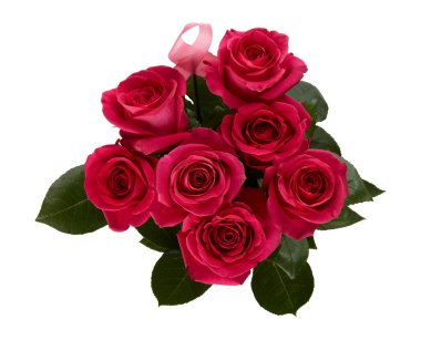 Çiçek açan kırmızı güllerin üst görünümü kırpma yolu ile izole edilmiş beyaz arkaplanı keser