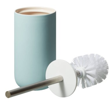 Temizlik fırçası, banyo şişesi kesme yolu ile izole edilmiş beyaz arka plan