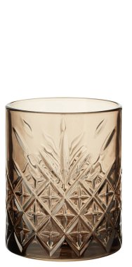 Çay renginde elmas desenli cam kırpma yolu ile izole edilmiş beyaz arkaplanı kes