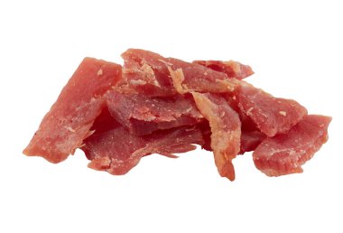 Tütsülenmiş et kırpma yolu ile izole edilmiş beyaz arkaplanı keser