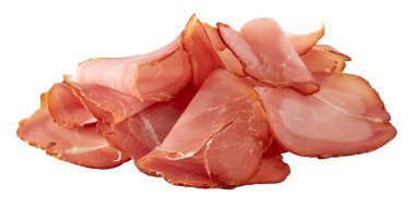 Tütsülenmiş jambon kırpma yolu ile izole edilmiş beyaz arkaplan