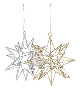 Noel çok noktalı yıldız çerçevesi kırpma yolu ile izole edilmiş beyaz arkaplanı keser