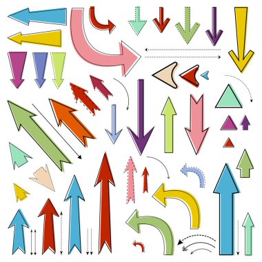 Renkli el çizimi ok çizimleri