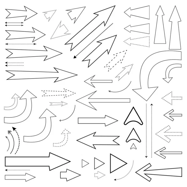 Flèche Dessinée Main Illustration Ensemble — Image vectorielle