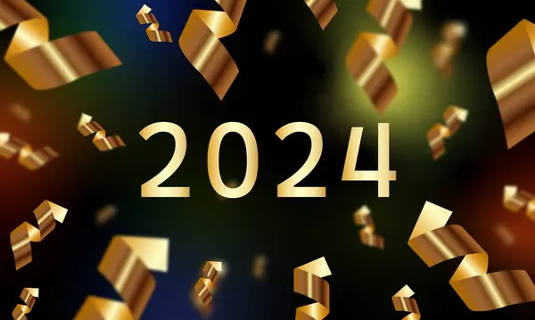 Новый 2024 Год Фон Конфетти Огни — стоковый вектор