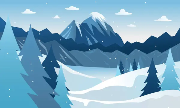 Зимний Пейзаж Горами — стоковый вектор