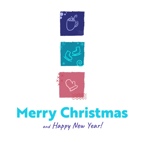 Mutlu Noeller ve mutlu yıllar tebrik kartı şablonu. Geçmiş için vektör illüstrasyonları, tebrik kartı, parti davetiyesi, web sitesi afişi, sosyal medya afişi, pazarlama materyalleri