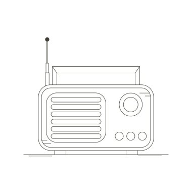 Retro radyo vektör simgesi. Klasik radyo. Dünya Radyo Günü. FM alıcısı.