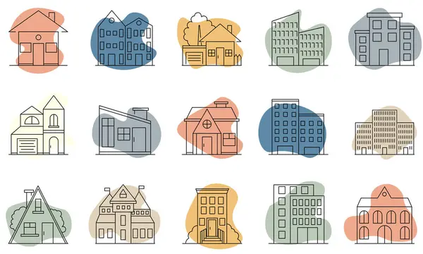  Web simgeleri hizada. Evlerin ve binaların simgeleri.