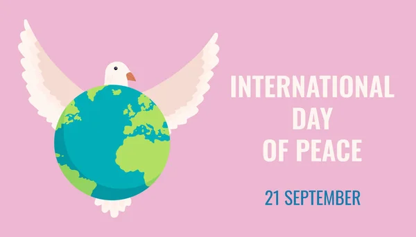 Uluslararası Barış Günü. 21 Eylül. Pankartlar, posterler, duvar kağıtları, medya, baskı için vektör illüstrasyonu.
