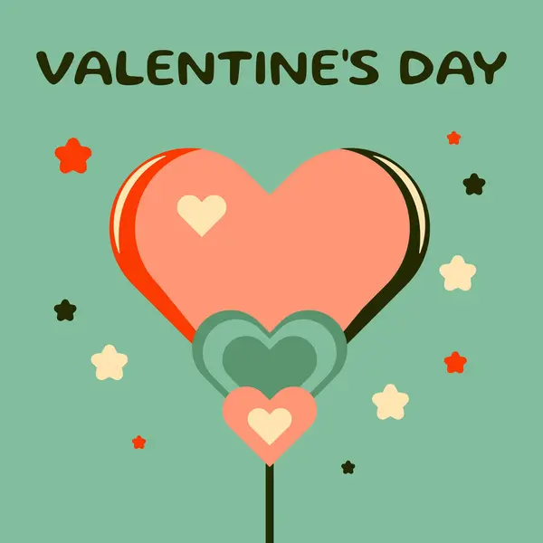 Sevgililer Günü vektör illüstrasyonunuz kutlu olsun. Kalpli şenlikli arka plan tasarımı. Kare poster, broşür, tebrik kartı, web kaynağı, arkaplan