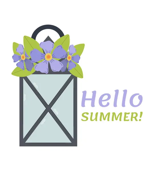 Merhaba yaz konsepti çiçek tasarımı, vektör illüstrasyonu