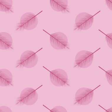 Pembe arkaplandaki tüylerin resmedildiği hassas, pürüzsüz bir yol. Pembe renkte tasarım için hassas arkaplan.