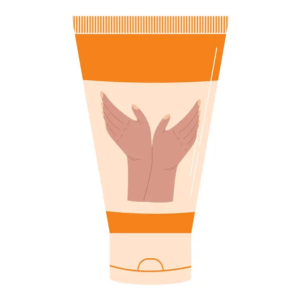 El kremi çizimi. Çizgi film tarzında düz vektör çizimi. Güzellik ve moda, kişisel bakım, güzellik salonları, online mağazalar.