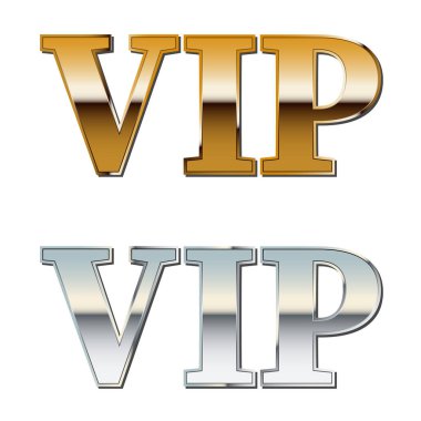 Altın ve gümüş renkli vektör metni VIP.