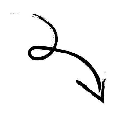 Vektör el karalama oku. Sevimli mizah tarzı, grunge