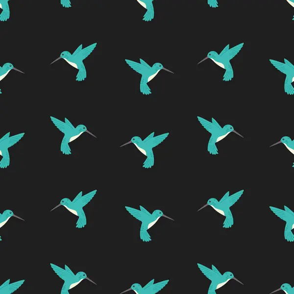 Çizgi film tarzında hayvanlarla vektör deseni. Collibri illüstrasyonlu arkaplan