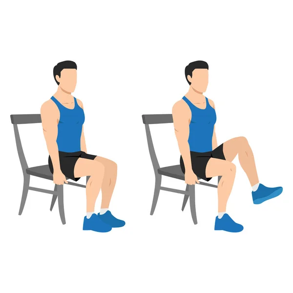 Mann Macht Sitzendes Knieheben Oder Sitzendes Knieheben Flache Vektordarstellung Isoliert — Stockvektor