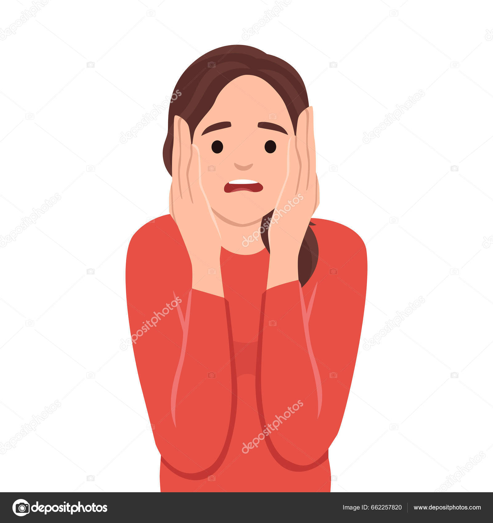 두려워 여자는 두려워 머리를 배경에 일러스트 스톡 벡터 - ©lioputrahard@gmail.com 662257820, image size:1600x1700