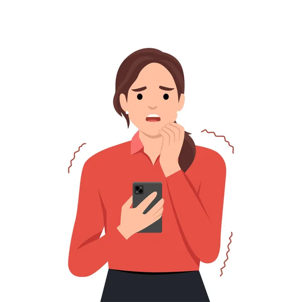 Frustração Telefone Quebrado Problemas Conceito Comunicação Preocupado Personagem Desenho Animado — Vetor de Stock
