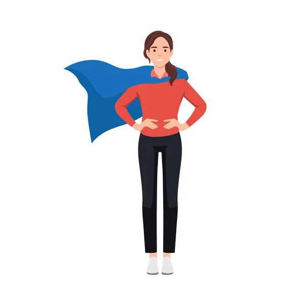 Joven Gerente Oficina Super Business Woman Traje Superhéroe Ilustración Vectorial — Vector de stock