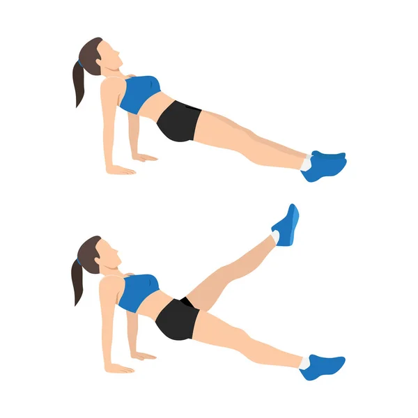 采用腿高架倒立式的妇女分两步做运动指导 说明如何以肩膀 腿和腹部肌肉为目标进行锻炼 白色背景上孤立的平面矢量图解 — 图库矢量图片