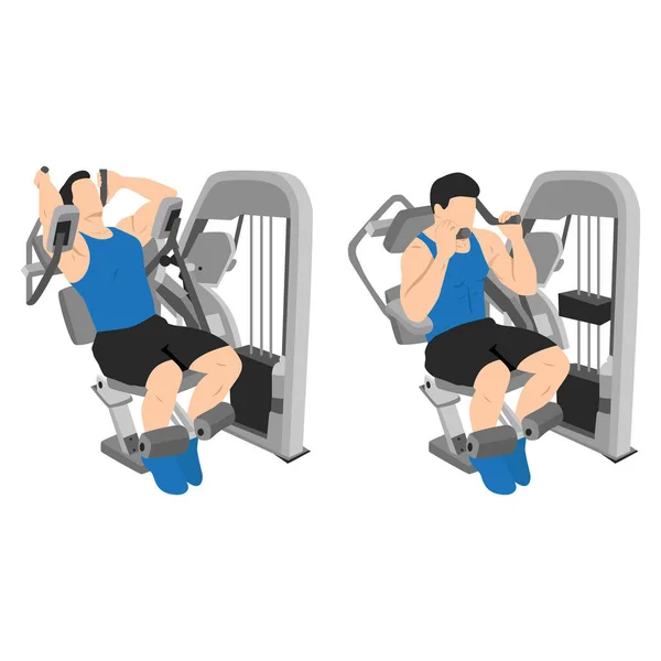 Jeune Homme Exercice Avec Abdominaux Muscles Sur Machine Presse Homme — Image vectorielle