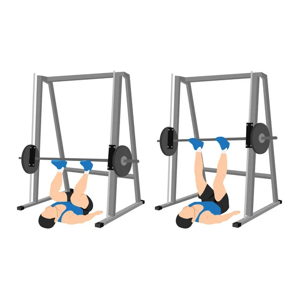 Man Doing Smith Machine Leg Press Exercise Reverse Squat Flat — Stock Vector