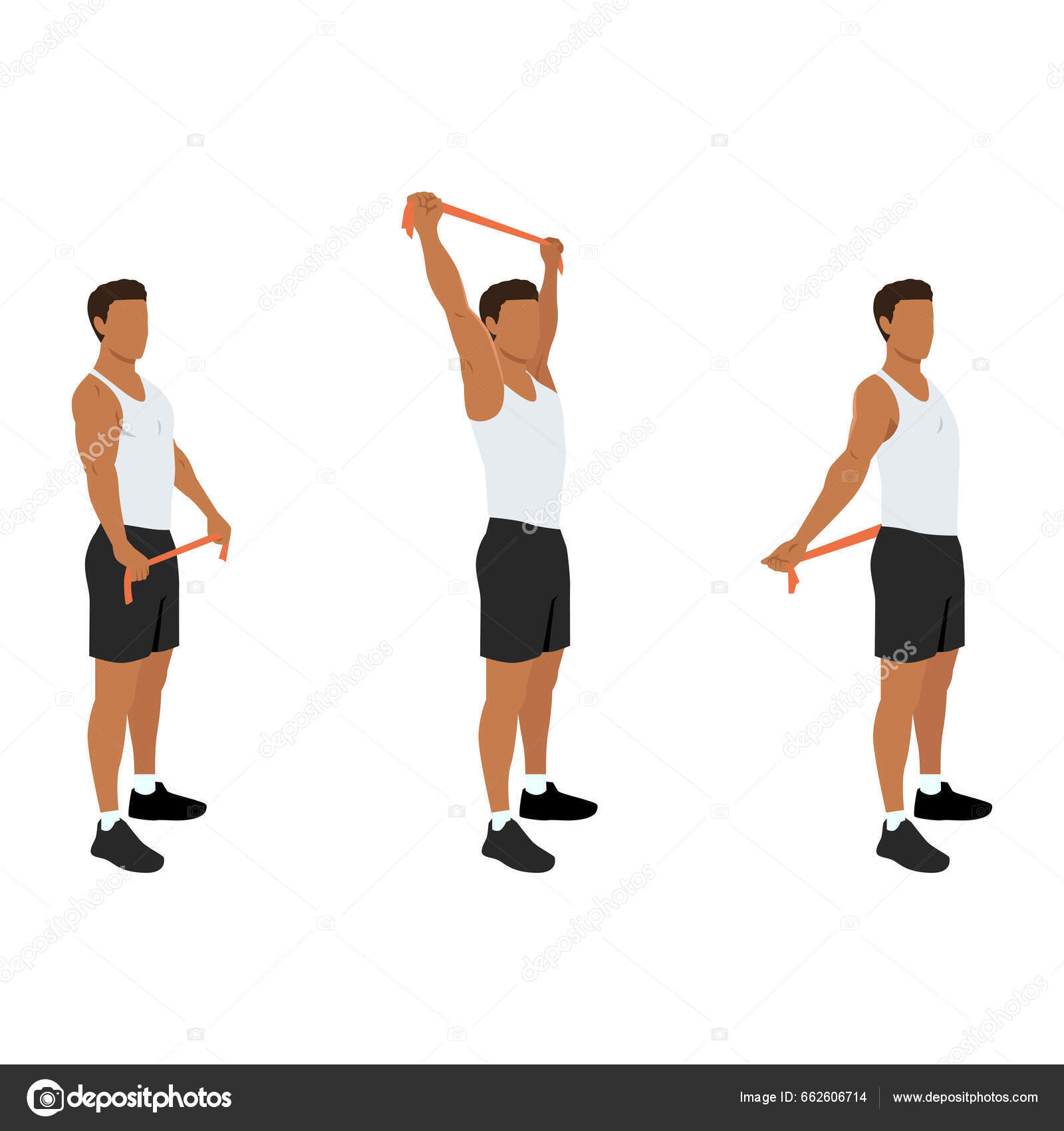 Woman Doing Resistance Band Chest Opener Stretch Exercise Flat